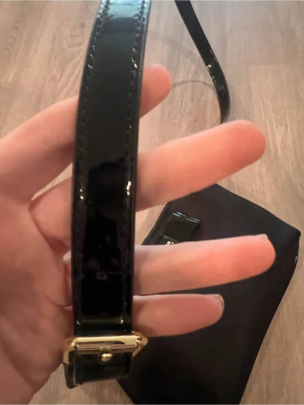Karl Lagerfeld Black Nylon Crossbody with Patent Bow Accent